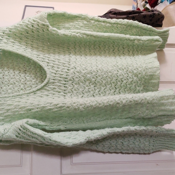 Mint green small Free People Boho women's  sweater - Picture 4 of 6